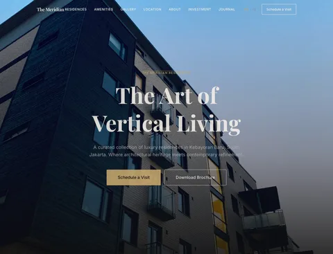 Screenshot showcase website The Meridian Residences